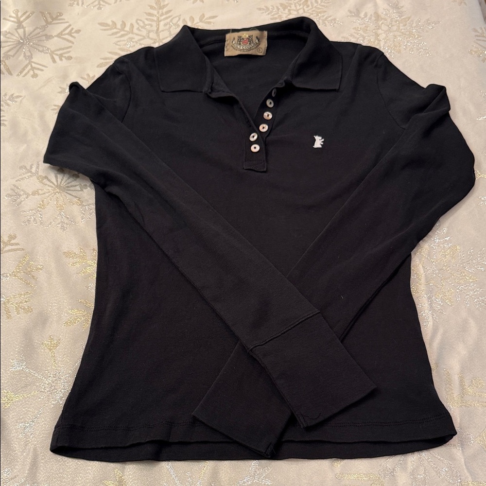 VINTAGE JUICY COUTURE Long sleeve polo. Scotty the Dog logo. L